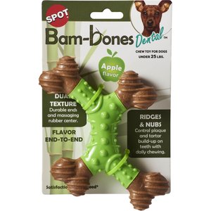 Ethical Pet Bambone X-Bone Apple Flavored Bone Dog Toy, Brown/Green, 6-in