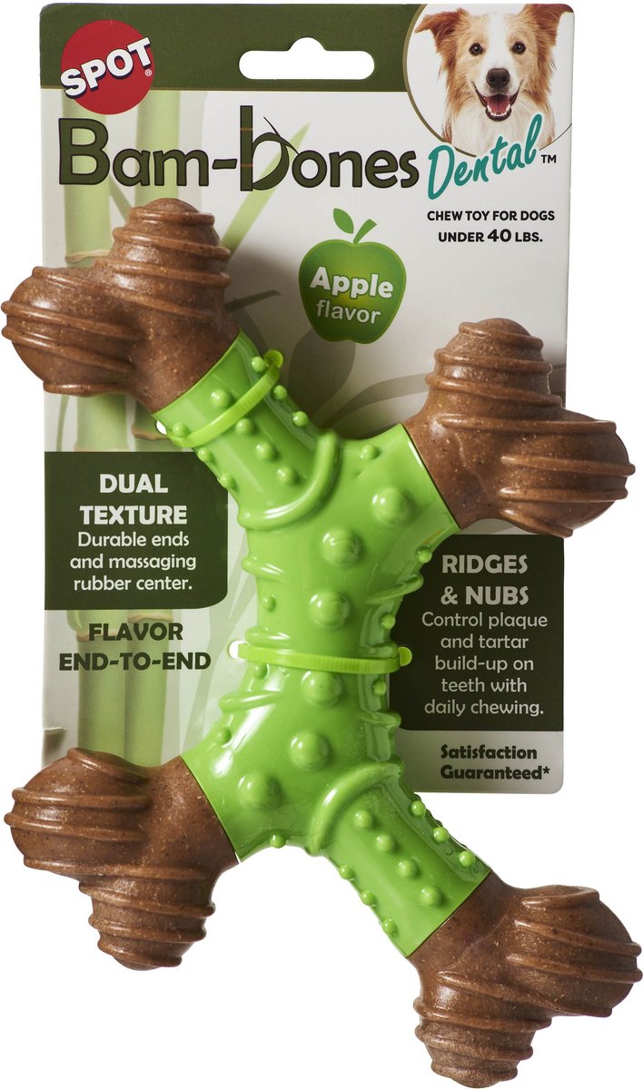 ETHICAL PET Bambone X-Bone Apple Flavored Bone Dog Toy, Brown/Green, 8 ...