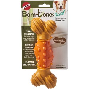 Ethical Pet BambonePeanut Butter Flavored BoneDog Toy, Brown/Orange, 7-in