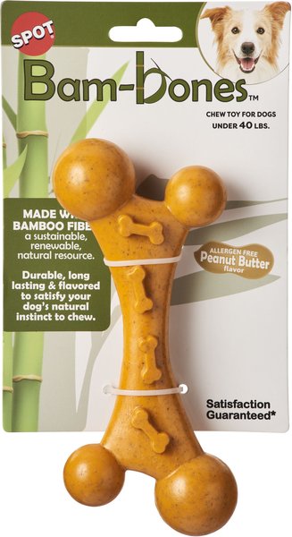 ETHICAL PET Bambone Nubby Bone Peanut Butter Flavored Dog Chew Toy, Tan 