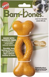 Ethical Pet Bambone Curved Bone Peanut Butter Flavored Dog Chew Toy, Tan