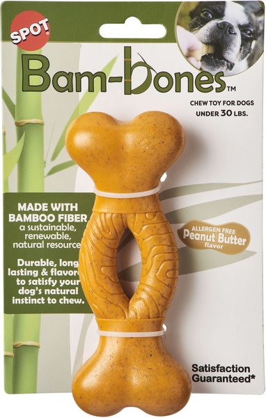 ETHICAL PET Bambone Nubby Bone Peanut Butter Flavored Dog Chew Toy, Tan 