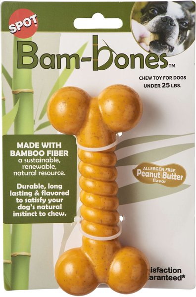 Ethical Pet Bambone Plus Peanut Butter Flavored Tough Chew Dog Toy, Tan