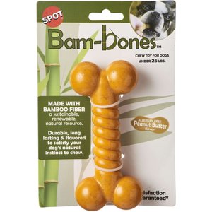 Ethical Pet Bambone Twist Bone Peanut Butter Flavored Dog Chew Toy, Tan