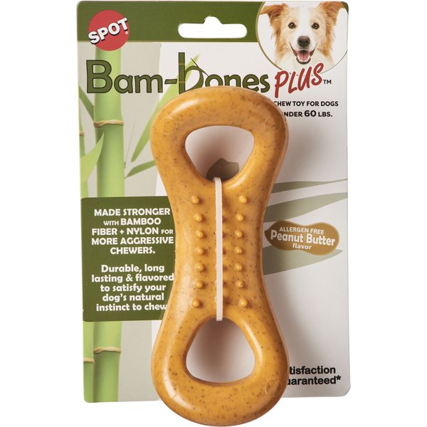 ETHICAL PET Bambone Nubby Bone Peanut Butter Flavored Dog Chew Toy, Tan 