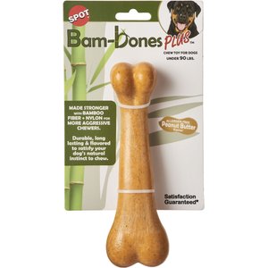 Ethical Pet Bambone+ Dino Bone Peanut Butter Flavored Dog Chew Toy, Tan