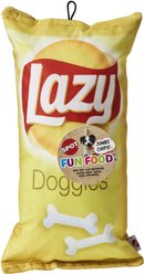 Ethical Pet Fun Food Lazy Doggie Chips Plush Squeaky Dog Toy, Assorted, 14-in
