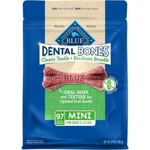 Blue Buffalo Dental Bones Mini All Natural Rawhide-Free Dental Dog Treats, 97 count