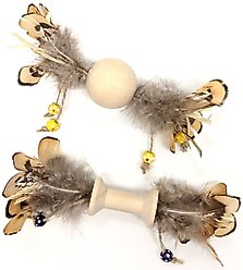 Ethical Pet Love The Earth Wood Feather Plush Cat Toy, Assorted