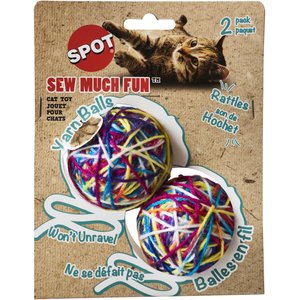 Ethical Pet Sew Much Fun Yarn Ball Cat Toy with Catnip, Multicolor, 2.5-in, 2 count
