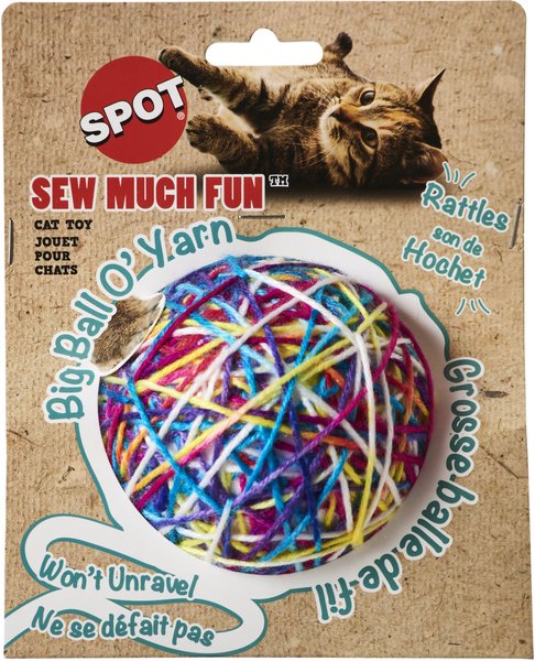 Ethical Pet Sew Much Fun Yarn Ball Cat Toy with Catnip, Multicolor