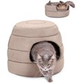 BirdRock Home Cozy 2 in 1 Plush Cat & Dog Bed, Tan, 15-in