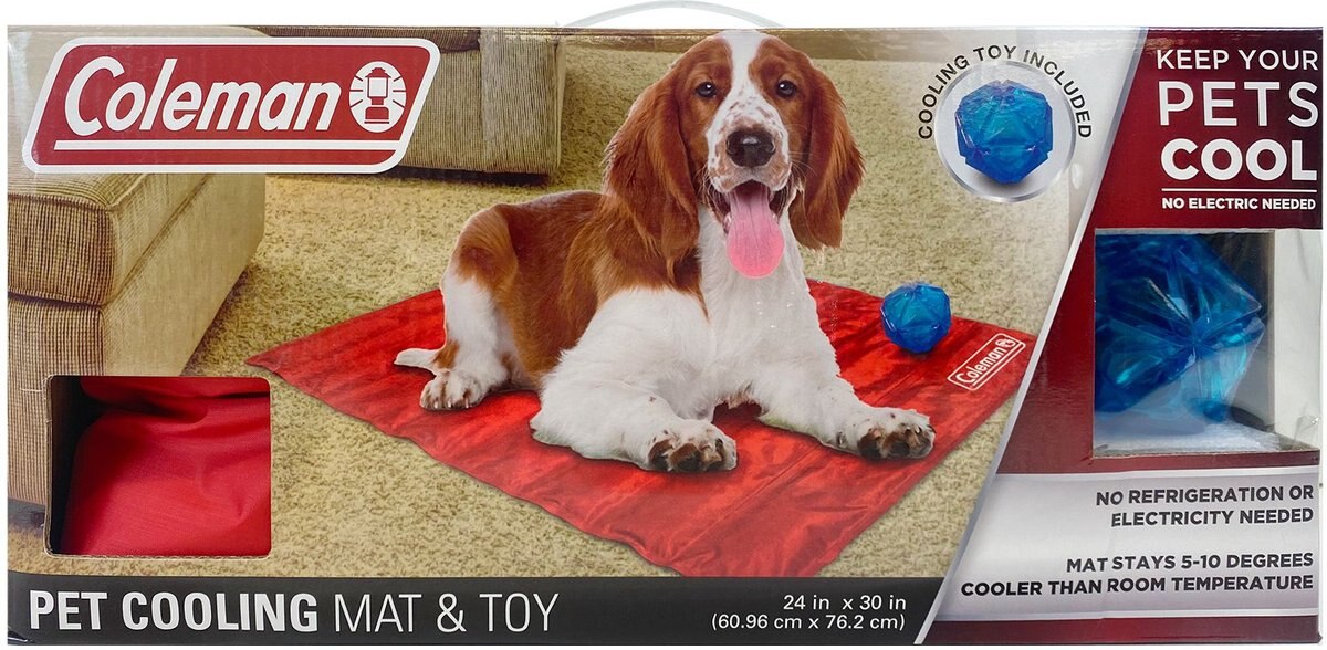 COLEMAN Cooling Dog Mat with Toy, Red, Medium