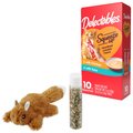 Hartz Delectables Squeeze Up Variety Pack Lickable Treats + Frisco Refillable Catnip Cat Toy, Brown Squirrel