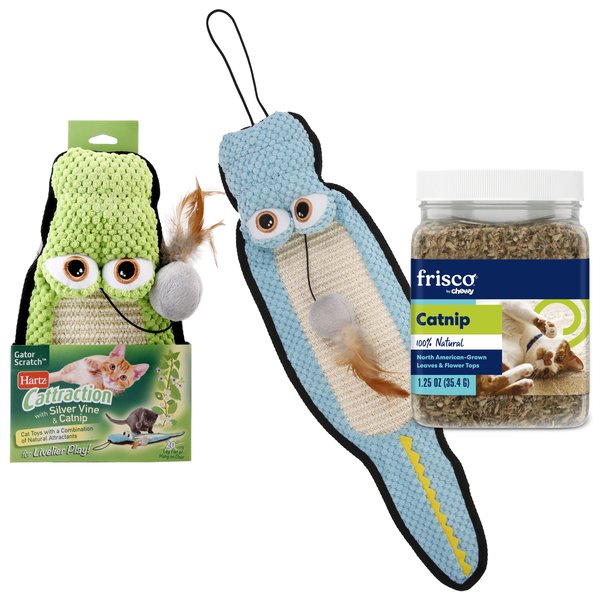 Frisco Natural Catnip + Hartz Cattraction Silver Vine & Catnip Gator Cat Scratcher Toy slide 1 of 9