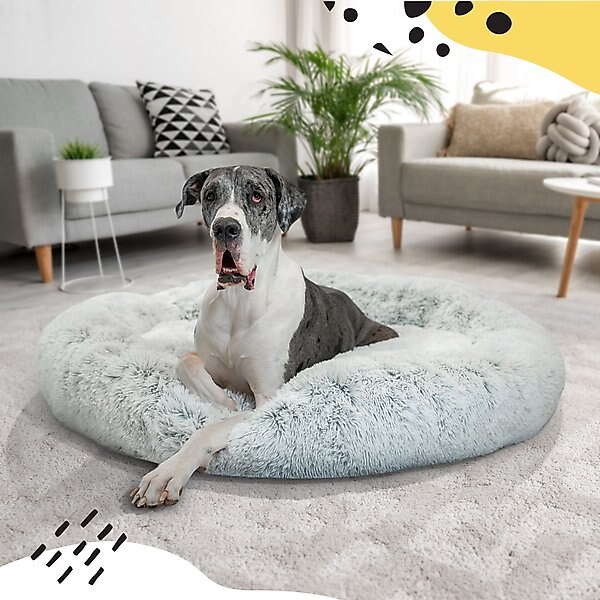 Best Friends by Sheri The Original Calming Shag Fur Donut Cuddler Cat & Dog Bed, Frost, XX-Large slide 1 of 10