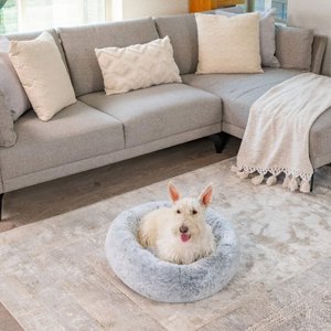 Best Friends by Sheri SnuggleSoft Faux Rabbit Fur Orthopedic Bolster Cat & Dog Bed, Gray, Medium