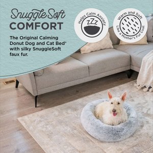 Best Friends by Sheri SnuggleSoft Faux Rabbit Fur Orthopedic Bolster Cat & Dog Bed, Gray, Medium