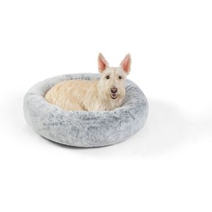 Best Friends by Sheri SnuggleSoft Faux Rabbit Fur Orthopedic Bolster Cat & Dog Bed, Gray, Medium