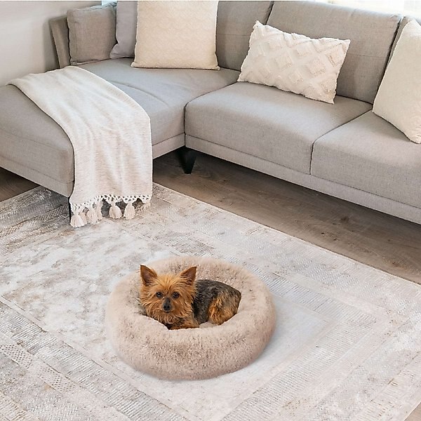 Best Friends by Sheri SnuggleSoft Faux Rabbit Fur Orthopedic Bolster Cat & Dog Bed, Brown, Small slide 1 of 8