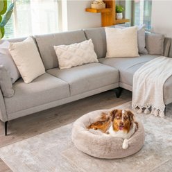 Best Friends by Sheri SnuggleSoft Faux Rabbit Fur Orthopedic Bolster Cat & Dog Bed, Brown, Large
