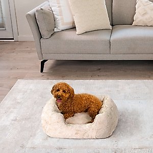 Best Friends by Sheri Soothe & Snooze Lounge Lux Memory Foam Rectangular Orthopedic Bolster Dog Bed, Oyster, Small