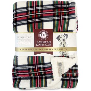 American Kennel Club AKC Dog & Cat Blanket, Red & Green Plaid