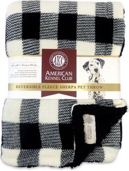 American Kennel Club AKC Dog & Cat Blanket, Black Buffalo Check