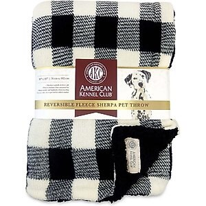 American Kennel Club AKC Dog & Cat Blanket, Black Buffalo Check