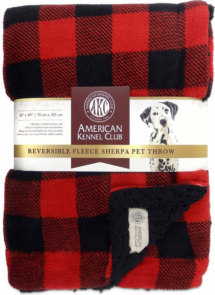 American Kennel Club AKC Dog & Cat Blanket, Red Buffalo Check slide 1 of 5