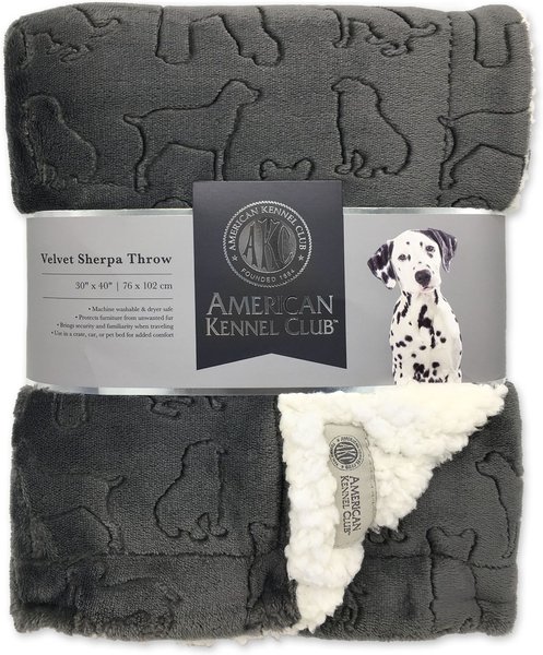American Kennel Club AKC Embossed Dog & Cat Blanket, Gray slide 1 of 3