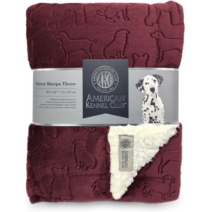 American Kennel Club AKC Embossed Dog & Cat Blanket, Wine