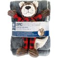 American Kennel Club Dog Blanket & Plush Bear Set, Gray
