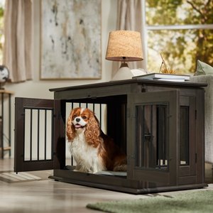 Frisco Double Door Wood & Metal Furniture Style Dog Crate, Espresso, Medium, 1 count