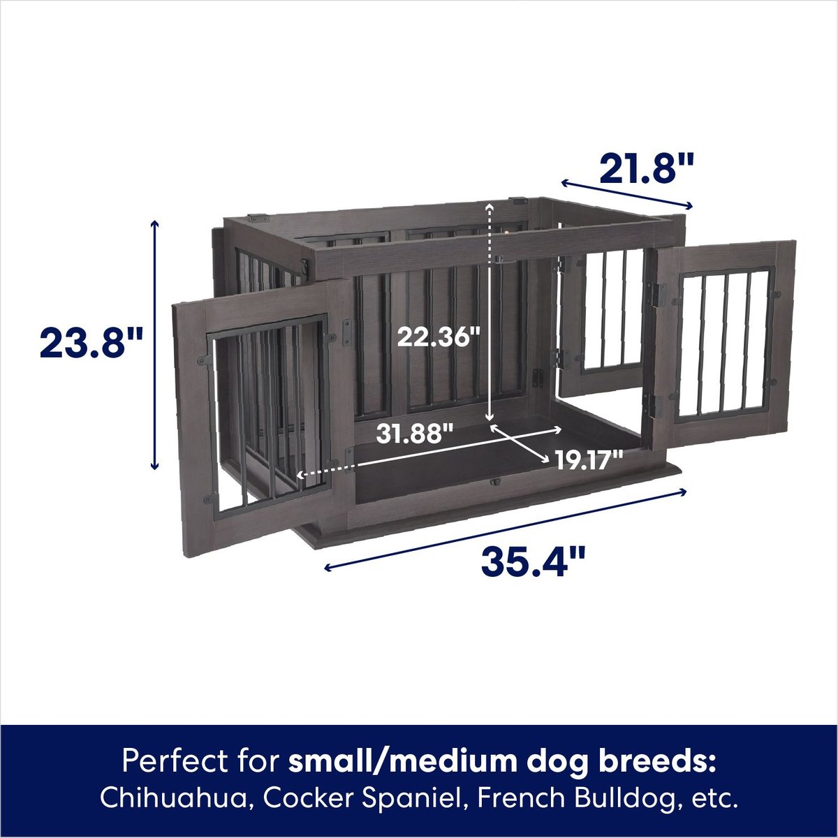 FRISCO Double Door Wood & Metal Furniture Style Dog Crate, Espresso ...