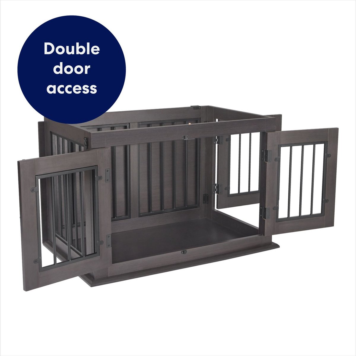 FRISCO Double Door Wood & Metal Furniture Style Dog Crate, Espresso