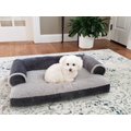 Dog Bed King USA Sherpa & Suede Orthopedic Sofa Dog & Cat Bed, Grey, Medium