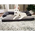 Dog Bed King USA Sherpa & Suede Orthopedic Sofa Dog & Cat Bed, Grey, Large