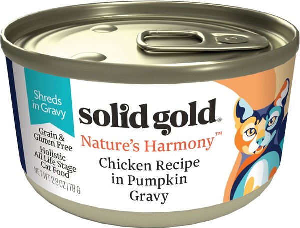Solid Gold Nature's Harmony Chicken & Pumpkin Recipe in Gravy Grain-Free Wet Cat Food, 2.8-oz can, case of 12, 2 count slide 1 of 7