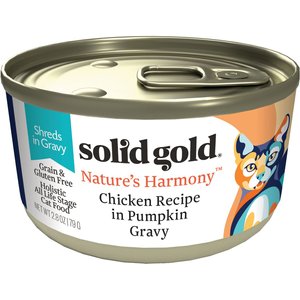 Solid Gold Nature's Harmony Chicken & Pumpkin Recipe in Gravy Grain-Free Wet Cat Food, 2.8-oz can, case of 24
