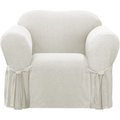 Sure Fit Farmhouse Armchair Basketweave One Piece Slipcover w/Ties Dog & Cat Cover, Oatmeal