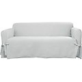 Sure Fit Farmhouse Loveseat Basketweave One Piece Slipcover w/Ties Dog & Cat Cover, Grey
