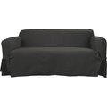 Sure Fit Farmhouse Loveseat Basketweave One Piece Slipcover with Ties Dog & Cat Cover, Charcoal