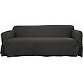 Sure Fit Farmhouse Basketweave One Piece Slipcover with Ties & Cinched Seat Elastic Dog & Cat Cover, Charcoal