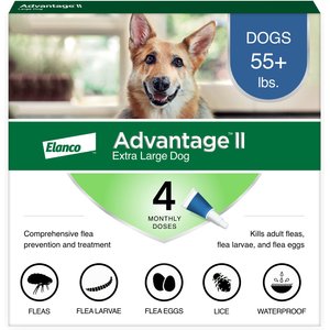 Advantage II Flea Spot Treatment for Dogs, over 55 lbs, 4 Doses (4-mos. supply)