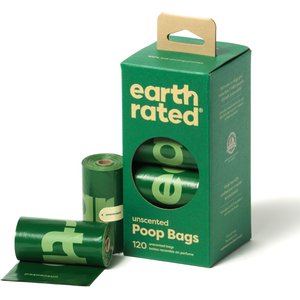 Earth Rated Dog Poop Bags, Refill Rolls, Unscented, 120 Count 