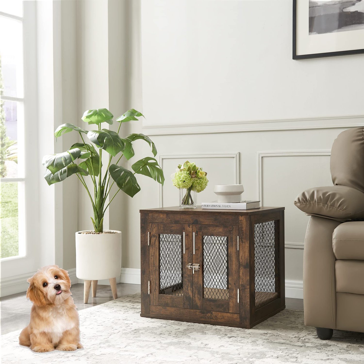 Unipaws Furniture Style with Tray Dog Crate