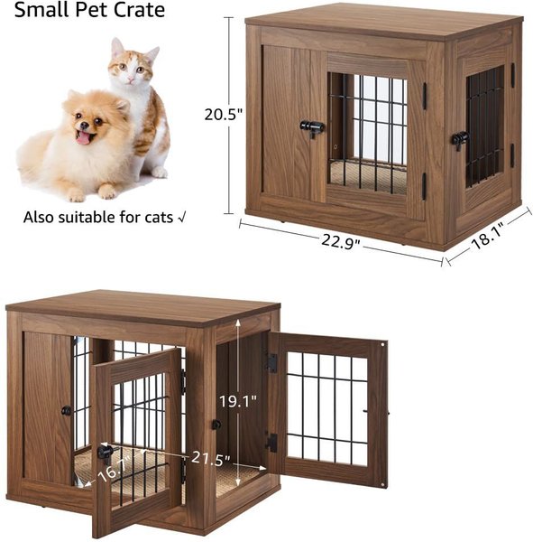 Show full view: Unipaws Furniture Style Dog Crate, Walnut, 23-in wide slide 6 of 8
