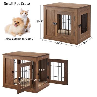 Show full view: Unipaws Furniture Style Dog Crate, Walnut, 23-in wide slide 7 of 9