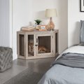 Unipaws Furniture Style Corner Dog Crate, Medium, Gray
